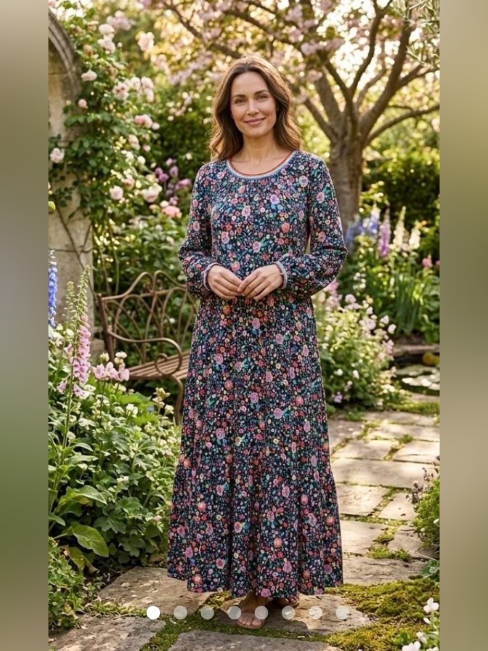 Boden maxi dress. Size 12. Vibrant colorful floral. Stretchy cotton. GUC